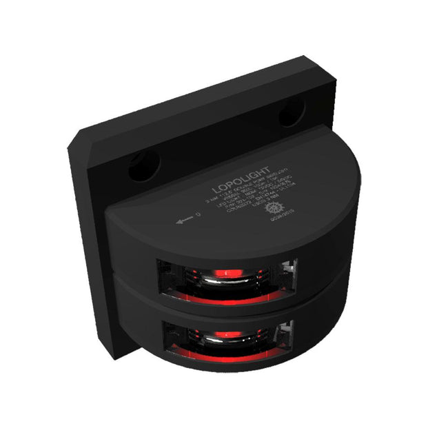 Lopolight Series 301-102 - Double Stacked Port Sidelight - 3NM - Vertical Mount - Red - Black Housing [301-102ST-B] - Rough Seas Marine