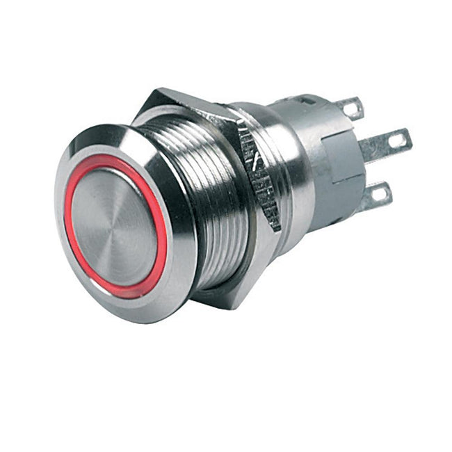 BEP Push-Button Switch 12V Momentary On/Off - Red LED [80-511-0002-00] - Rough Seas Marine