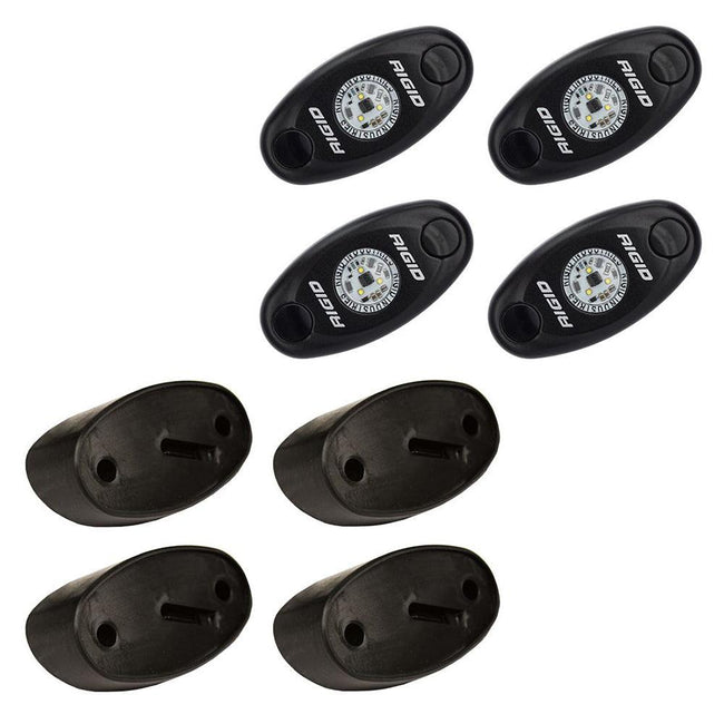 RIGID Industries A-Series Rock Light Kit - 4 Amber Lights - Black [400243] - Rough Seas Marine
