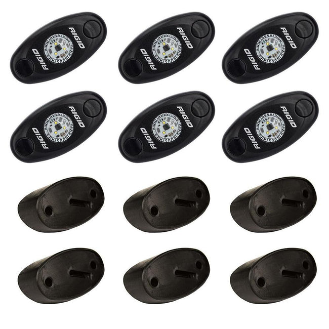 RIGID Industries A-Series Rock Light Kit - 6 Cool White Lights - Black [400253] - Rough Seas Marine