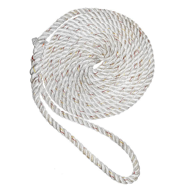 New England Ropes 3/8" Premium 3-Strand Dock Line - White w/Tracer - 15 [C6050-12-00015] - Rough Seas Marine