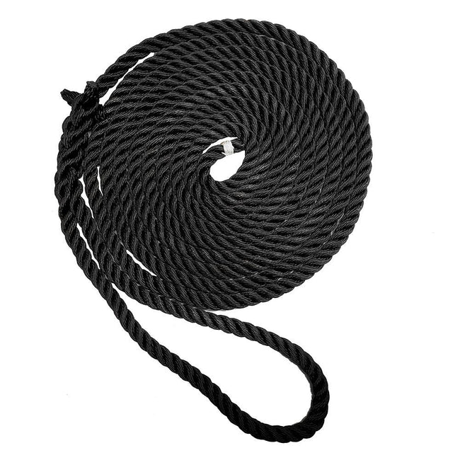 New England Ropes 1/2" Premium 3-Strand Dock Line - Black - 15 [C6054-16-00015] - Rough Seas Marine