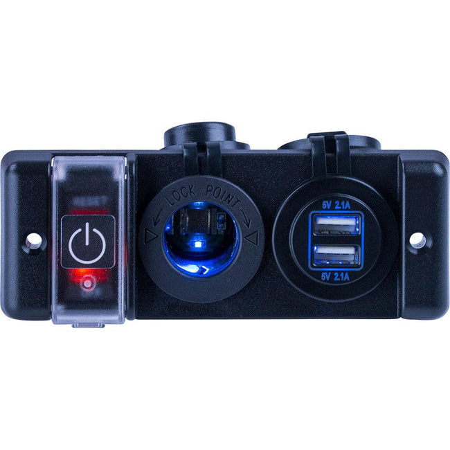 Sea-Dog Double USB  Power Socket Panel w/Breaker Switch [426506-1] - Rough Seas Marine