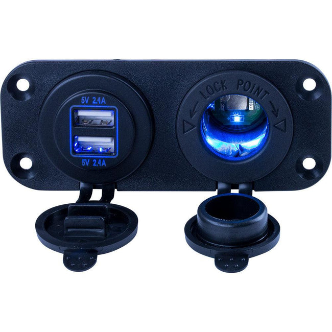 Sea-Dog Double USB  Power Socket Panel [426505-1] - Rough Seas Marine