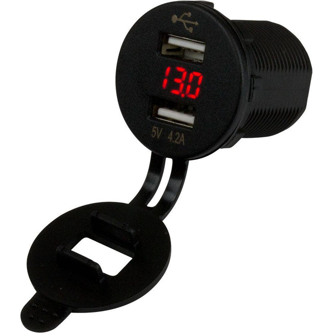 Sea-Dog Dual USB Socket/Voltmeter w/Hidden Display [426517-1] - Rough Seas Marine