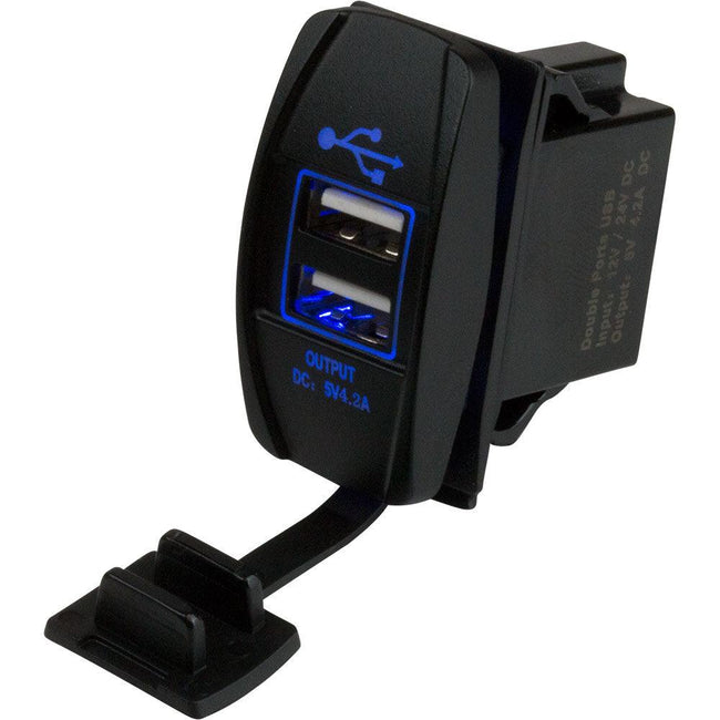 Sea-Dog Dual USB Rocker Switch Style Power Socket [426520-1] - Rough Seas Marine