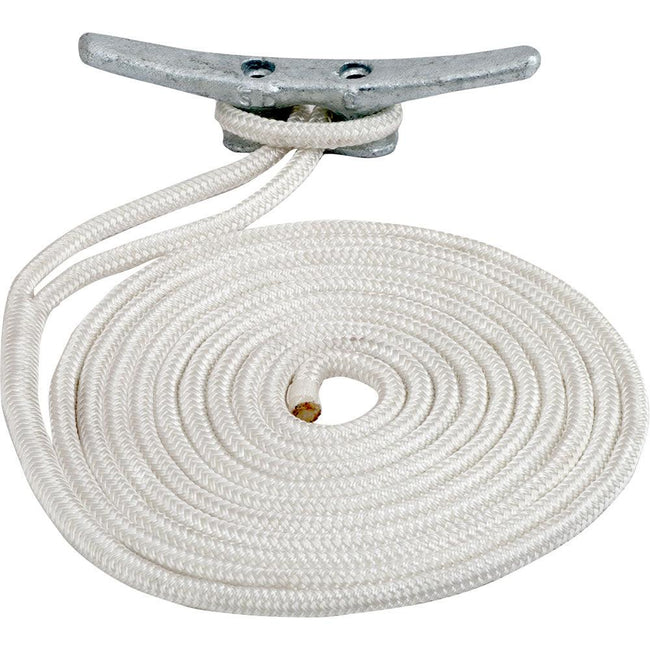 Sea-Dog Double Braided Nylon Dock Line - 3/8" x 10 - White [302110010WH-1] - Rough Seas Marine