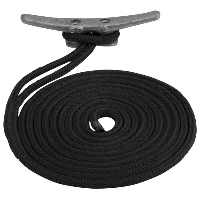 Sea-Dog Double Braided Nylon Dock Line - 1/2" x 25 - Black [302112025BK-1] - Rough Seas Marine