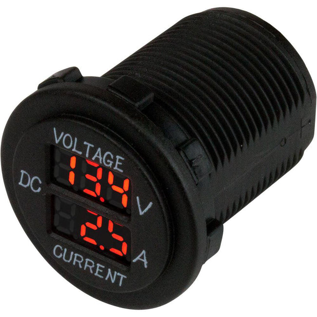 Sea-Dog Round Voltage  Amp Meter - 6V-30V  0 Amp - 10 Amp Meter [421625-1] - Rough Seas Marine