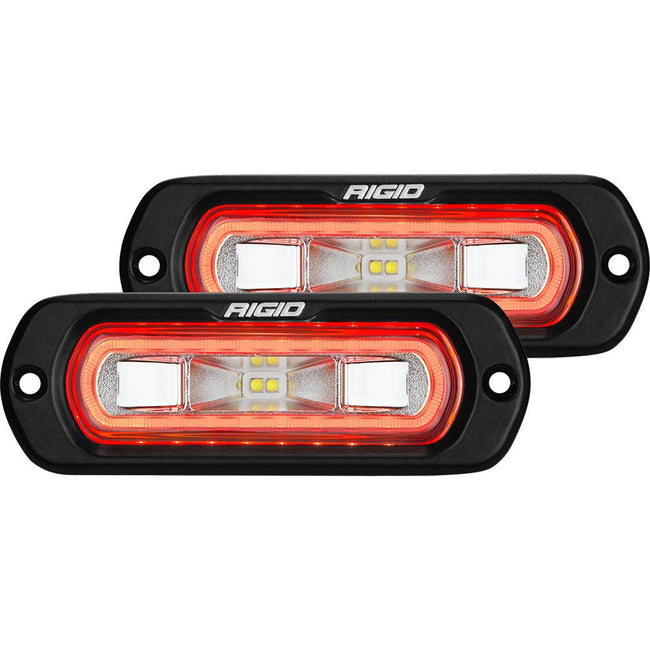 RIGID Industries SR-L Series Flush Mount Spreader Light - Black Housing - Red Halo [53222] - Rough Seas Marine