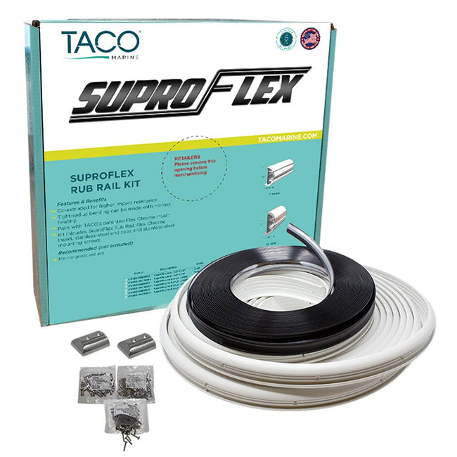 TACO SuproFlex Rub Rail Kit - White w/Flex Chrome Insert - 1.6"H x .78"W x 60L [V11-9960WCM60-2] - Rough Seas Marine