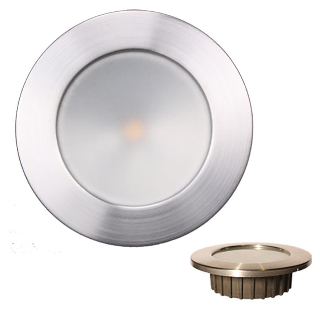 Lunasea ZERO EMI Recessed 3.5 LED Light - Warm White, Red w/Brushed Stainless Steel Bezel - 12VDC [LLB-46WR-0A-BN] - Rough Seas Marine