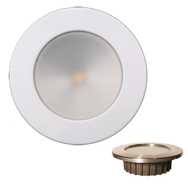 Lunasea ZERO EMI Recessed 3.5 LED Light - Warm White w/White Stainless Steel Bezel - 12VDC [LLB-46WW-0A-WH] - Rough Seas Marine