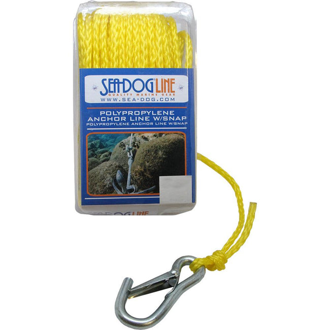 Sea-Dog Poly Pro Anchor Line w/Snap - 1/4" x 50 - Yellow [304206050YW-1] - Rough Seas Marine