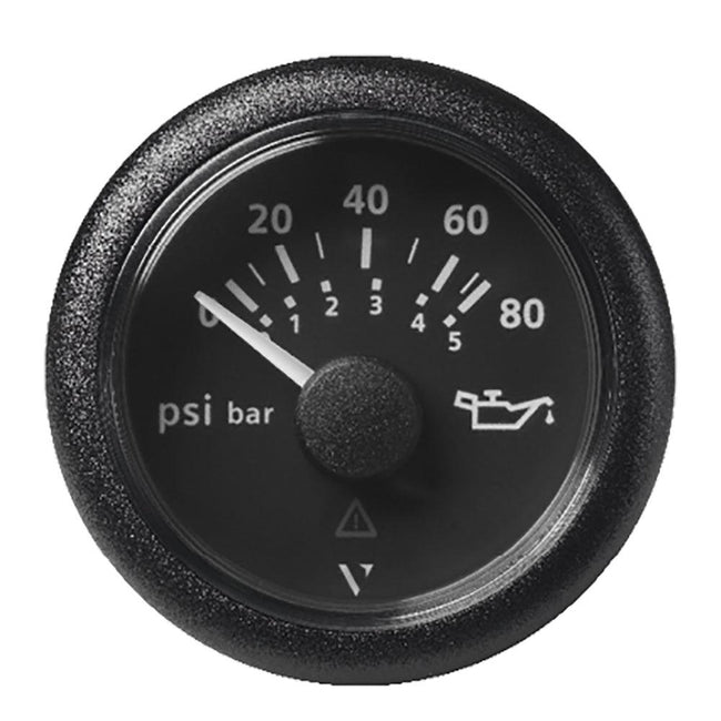 Veratron 52MM (2-1/16") ViewLine Oil Pressure Gauge 80 PSI/5 Bar - Black Dial  Round Bezel [A2C59514128] - Rough Seas Marine