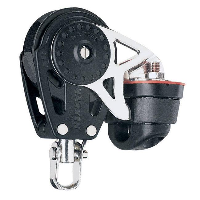 Harken 40mm Carbo Single Ratchet Block w/Swivel Becket  Cam Cleat [2610] - Rough Seas Marine