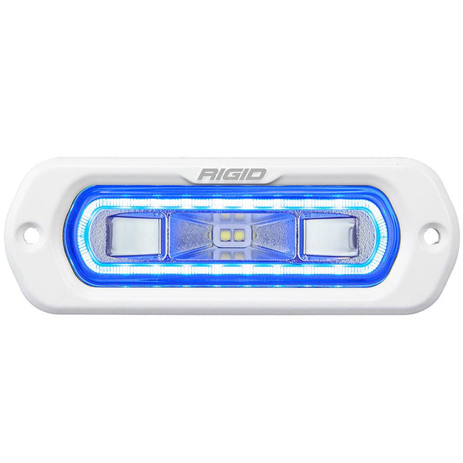 RIGID Industries SR-L Series Marine Spreader Light - White Flush Mount - White Light w/Blue Halo [51201] - Rough Seas Marine