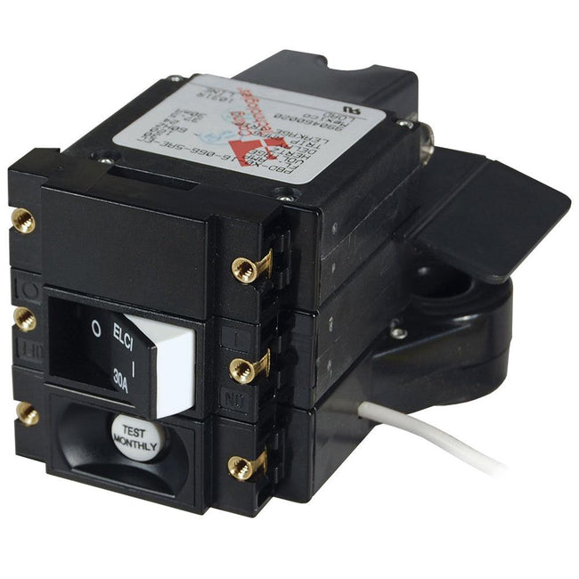 Blue Sea A-Series ELCI Main Circuit Breaker - Double Pole 120V AC 30A - Flat Rocker [3102100] - Rough Seas Marine