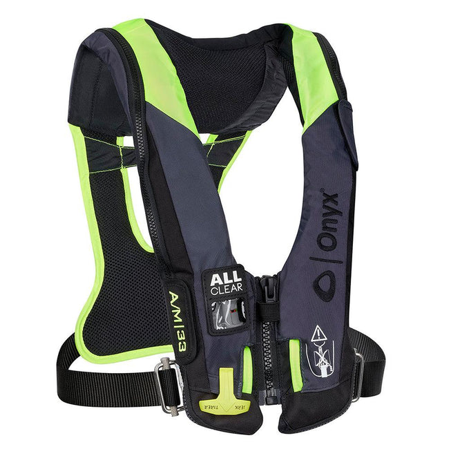 Onyx Impulse A/M 33 All Clear w/Harness Auto/Manual Inflatable Life Jacket - Grey [134300-701-004-21] - Rough Seas Marine