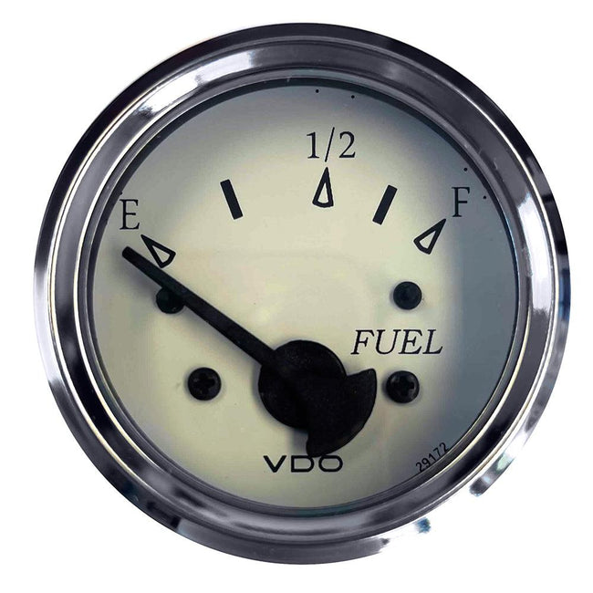 VDO Cockpit Marine 52MM (2-1/16") Fuel Level Gauge - White Dial/Chrome Bezel [301-15278] - Rough Seas Marine