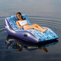 Aqua Leisure Ultra Cushioned Comfort Lounge Hawaiian Wave Print w/Adjustable Pillow [APL17014S2] - Rough Seas Marine