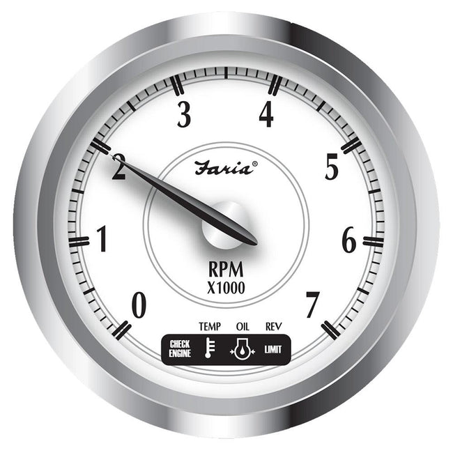 Faria Newport SS 4" Tachometer w/System Check Indicator f/Suzuki Gas Outboard - 0 to 7000 RPM [45001] - Rough Seas Marine