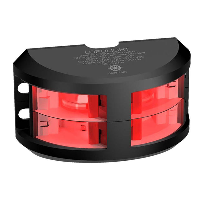 Lopolight Series 200-016 - Double Stacked Navigation Light - 2NM - Vertical Mount - Red -Black Housing [200-016G2ST-B] - Rough Seas Marine