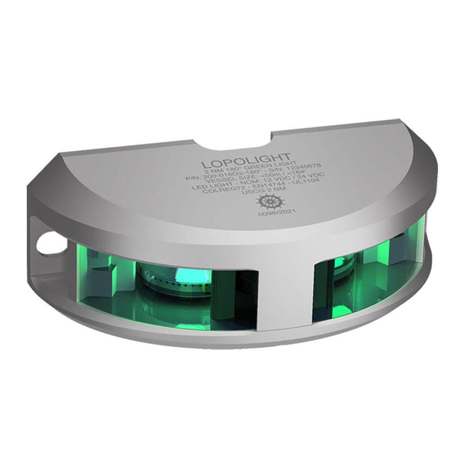 Lopolight Series 200-018 - Navigation Light - 2NM - Vertical Mount - Green - Silver Housing [200-018G2] - Rough Seas Marine