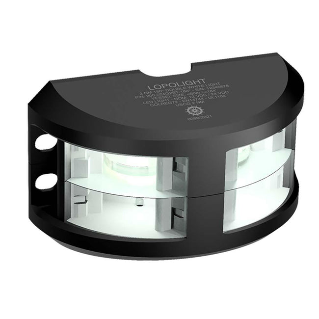 Lopolight Series 200-024 - Double Stacked Navigation Light - 2NM - Vertical Mount - White - Black Housing [200-024G2ST-B] - Rough Seas Marine