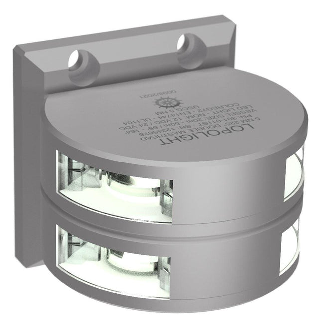 Lopolight Series 301-011 - Double Stacked Masthead Light - 5NM - Vertical Mount - White - Silver Housing [301-011ST] - Rough Seas Marine