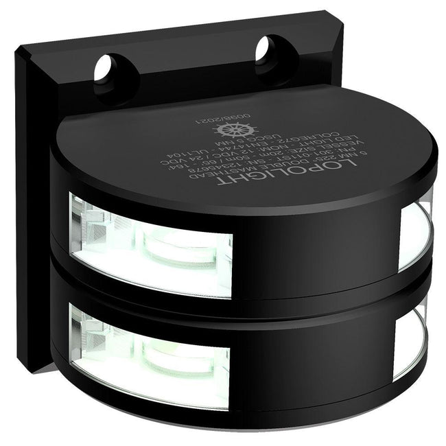 Lopolight Series 301-011 - Double Stacked Masthead Light - 5NM - Vertical Mount - White - Black Housing [301-011ST-B] - Rough Seas Marine