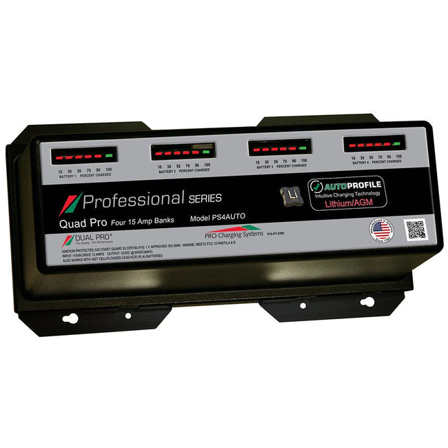 Dual Pro PS4 Auto 15A - 4-Bank Lithium/AGM Battery Charger [PS4AUTO] - Rough Seas Marine
