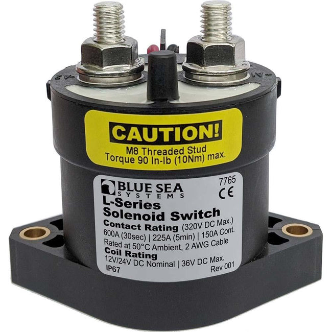 Blue Sea 7765 L-Series Solenoid Switch - 50A - 12/24V DC [7765] - Rough Seas Marine