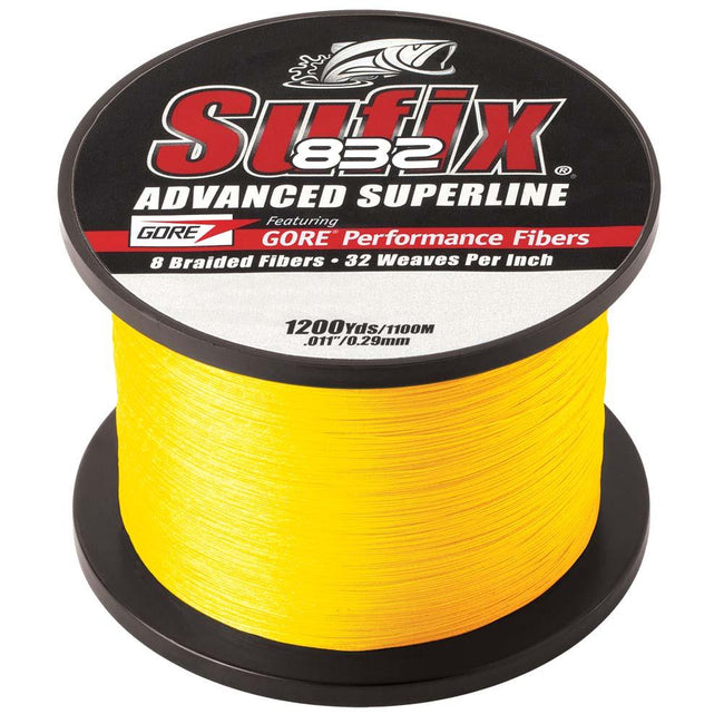 Sufix 832 Advanced Superline Braid - 10lb - Hi-Vis Yellow - 1200 yds [660-310Y] - Rough Seas Marine