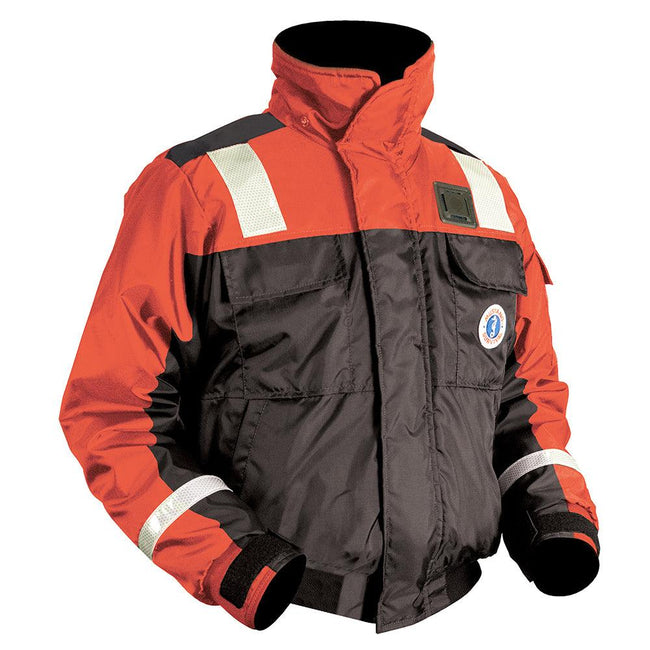 Mustang Classic Flotation Bomber Jacket w/Reflective Tape - Orange/Black - Medium [MJ6214T1-33-M-206] - Rough Seas Marine