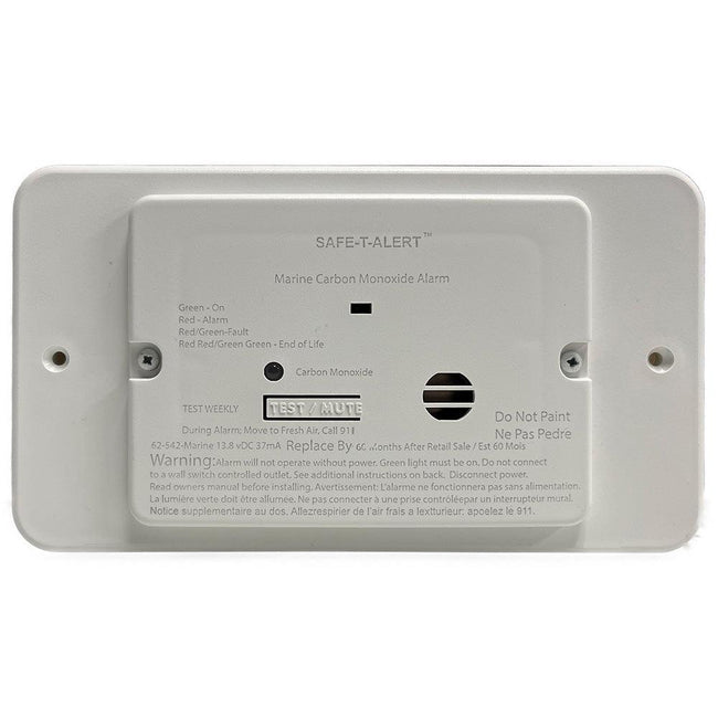 Safe-T-Alert 62 Series Marine Carbon Monoxide - White - Flush Mount - 12V w/Relay  Trim Ring [62-542-TR-WT] - Rough Seas Marine