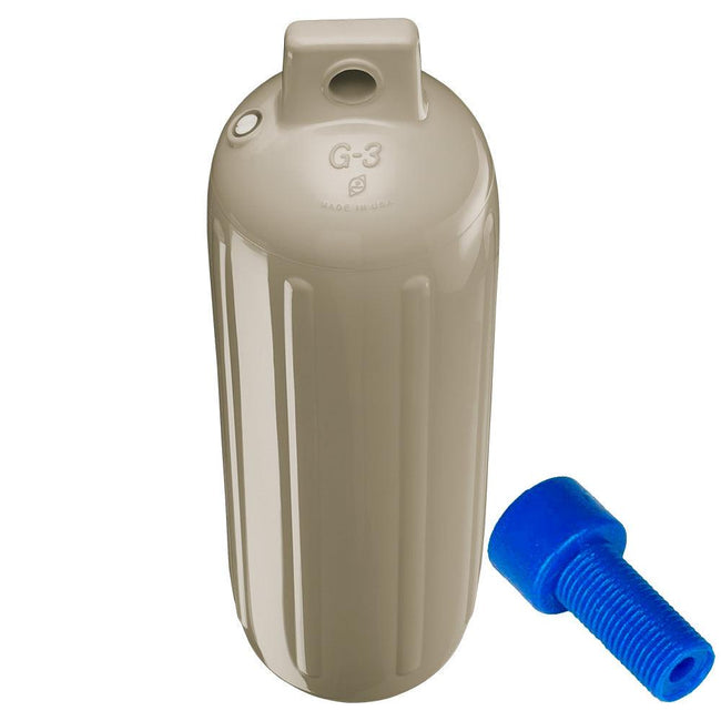 Polyform G-3 Twin Eye Fender 5.5" x 19" - Sand w/Adapter [G-3-SAND] - Rough Seas Marine