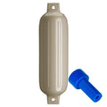 Polyform G-4 Twin Eye Fender 6.5" x 22" - Sand w/Adapter [G-4-SAND] - Rough Seas Marine