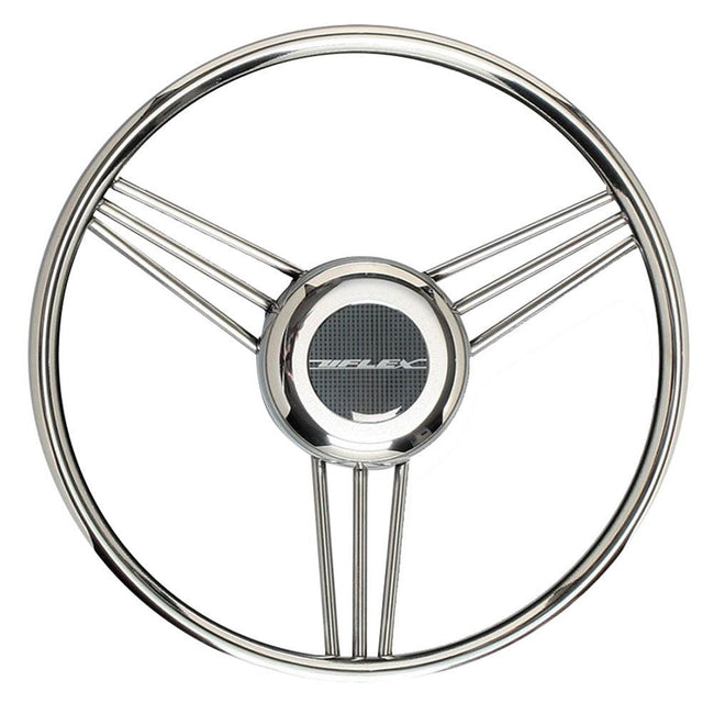 Uflex V27 13.8" Steering Wheel - Stainless Steel Grip  Spokes [V27] - Rough Seas Marine