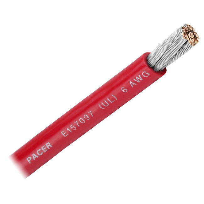 Pacer Red 6 AWG Battery Cable - Sold By The Foot [WUL6RD-FT] - Rough Seas Marine