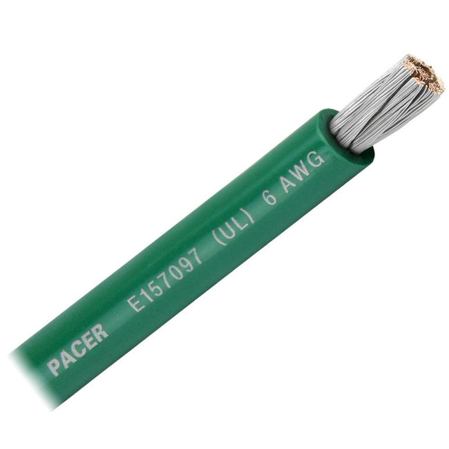 Pacer Green 6 AWG Battery Cable - Sold By The Foot [WUL6GN-FT] - Rough Seas Marine