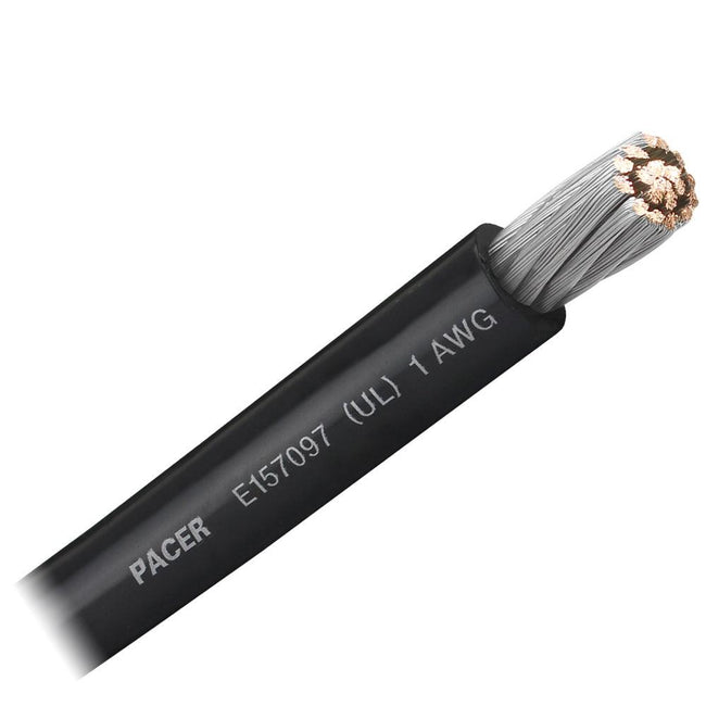 Pacer Black 1 AWG Battery Cable - Sold By The Foot [WUL1BK-FT] - Rough Seas Marine