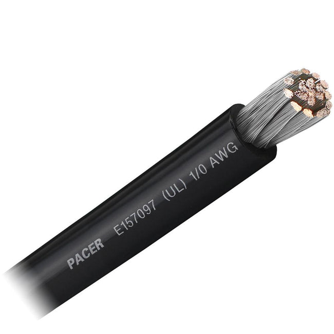 Pacer Black 1/0 AWG Battery Cable - Sold By The Foot [WUL1/0BK-FT] - Rough Seas Marine