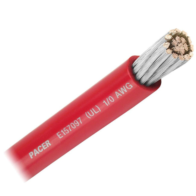 Pacer Red 1/0 AWG Battery Cable - Sold By The Foot [WUL1/0RD-FT] - Rough Seas Marine