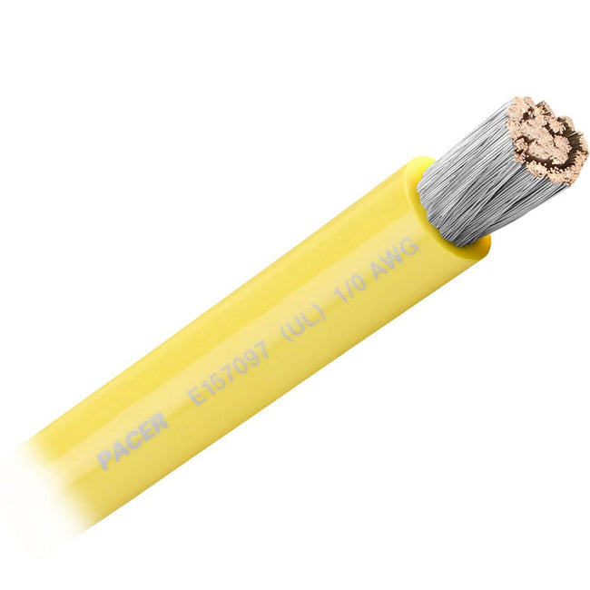 Pacer Yellow 1/0 AWG Battery Cable - Sold By The Foot [WUL1/0YL-FT] - Rough Seas Marine
