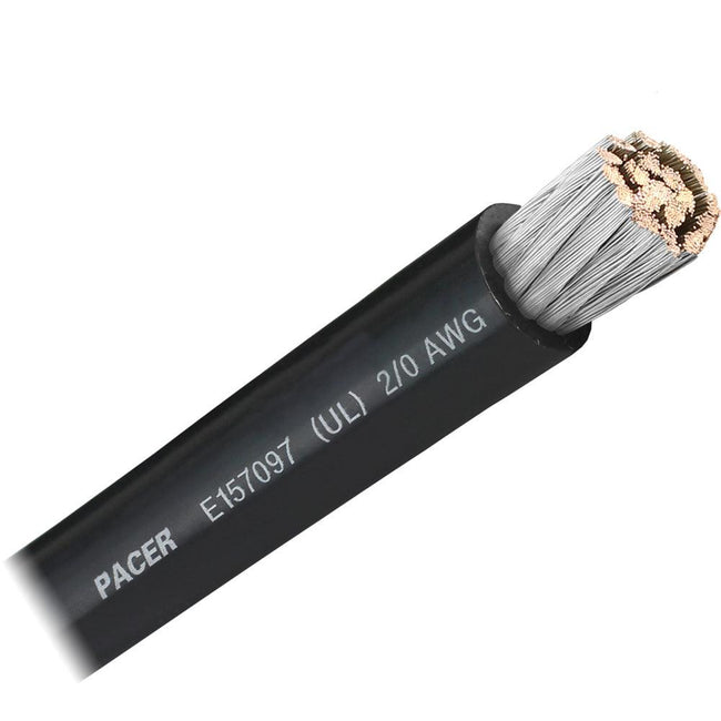 Pacer Black 2/0 AWG Battery Cable - Sold By The Foot [WUL2/0BK-FT] - Rough Seas Marine