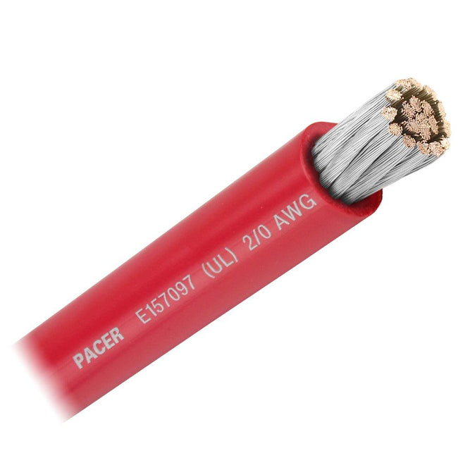 Pacer Red 2/0 AWG Battery Cable - Sold By The Foot [WUL2/0RD-FT] - Rough Seas Marine