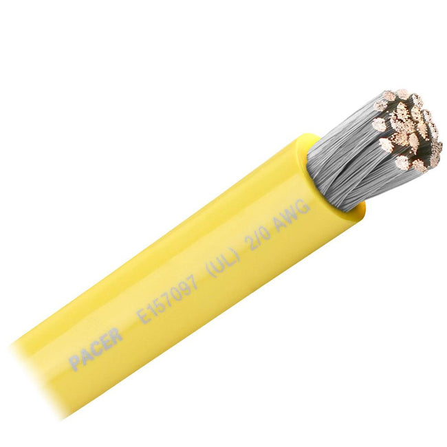 Pacer Yellow 2/0 AWG Battery Cable - Sold By The Foot [WUL2/0YL-FT] - Rough Seas Marine