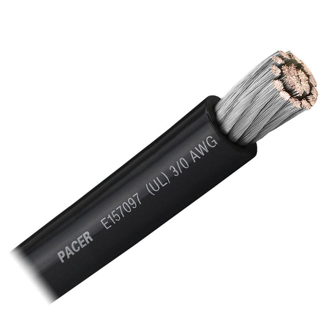 Pacer Black 3/0 AWG Battery Cable - Sold By The Foot [WUL3/0BK-FT] - Rough Seas Marine