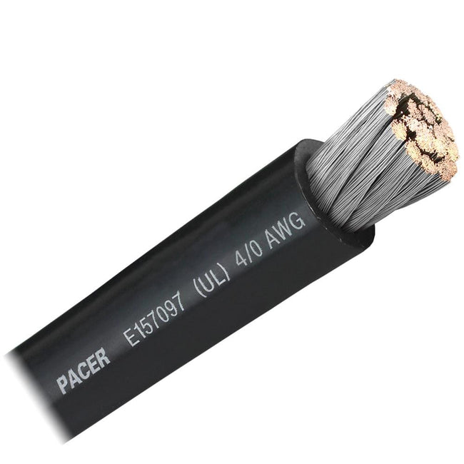 Pacer Black 4/0 AWG Battery Cable - Sold By The Foot [WUL4/0BK-FT] - Rough Seas Marine